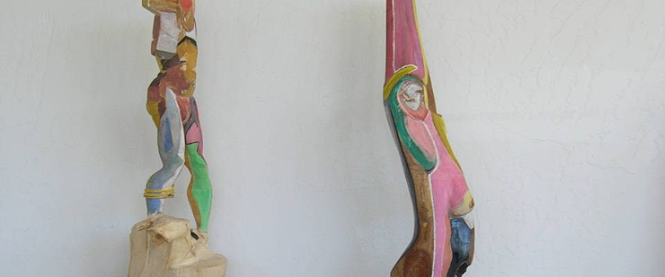 detailed and panted female Wood Carved Statue